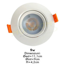 Spot LED 9W Rotund Mobil Alb